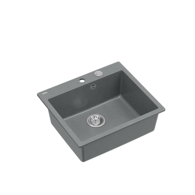 MORGAN 110 GraniteQ zlewozmywak silver stone z syfonem Push To Open stal szlachetna 1-komorowy b/o + zaczepy 4 szt