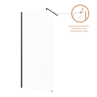 Kabina walk-in ii 110x200cm transp 8mm shiny-glass czarny AK-32-111-S Invena