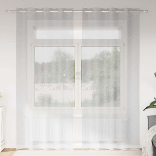 Firany Voile 2 pcs Jasnoszary 225 x 140 cm Poliester