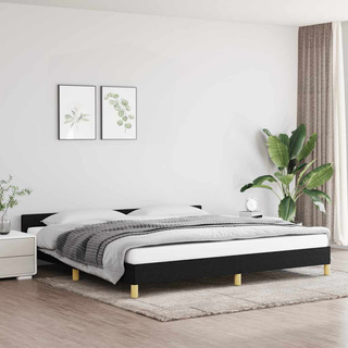 vidaXL Rama łóżka z zagłówkiem, czarna, 200x200 cm, obita tkaniną model standard