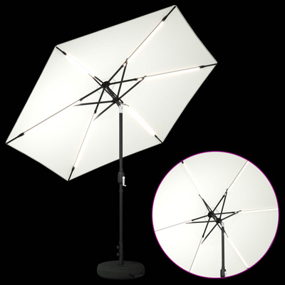 Parasol ogrodowy z oświetleniem LED i podstawą 270 x 270 cm
