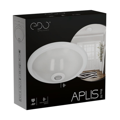 Plafon z czujnikiem ruchu i zmierzchu APLIS White SENSOR, 2xE27, 30cm, IP20, biały, okrągły EDO777583 EDO Solutions