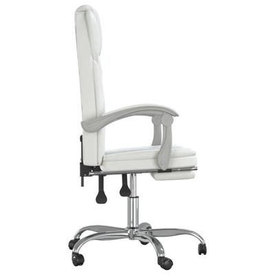 vidaXL Rozkładany fotel biurowy, biały, sztuczna skóra model standard