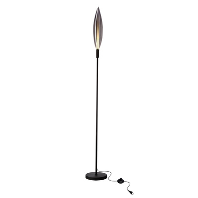 Lampa podłogowa Nordic szara szklany klosz dymiony nowoczesna metalowa