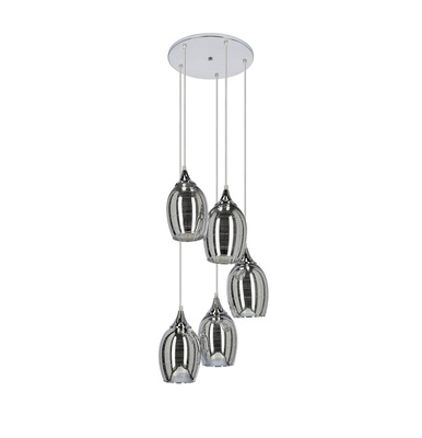 Lampa sufitowa wisząca chromowa talerz 5x60W Marina Candellux  35-60198