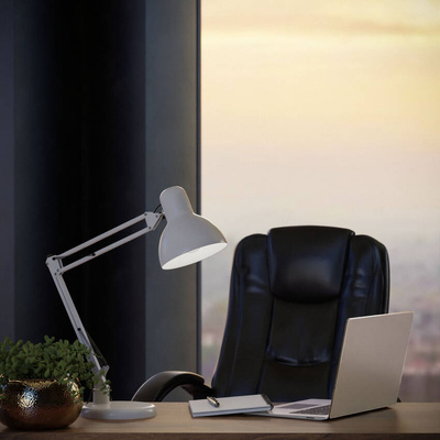 Lampka biurkowa kreślarska PIXI White E27 zestaw biały, podstawa i klips EDO777536 EDO Solutions