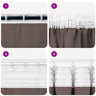 Firany blackout z kółkami 2 pcs Ciemny brąz 260 x 140 cm