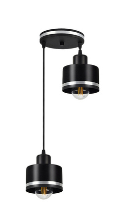 Lampa wisząca Wama podwójna metalowa nad stół czarna z chromem