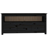 vidaXL Szafka pod TV, czarna, 114x35x52 cm, lite drewno sosnowe