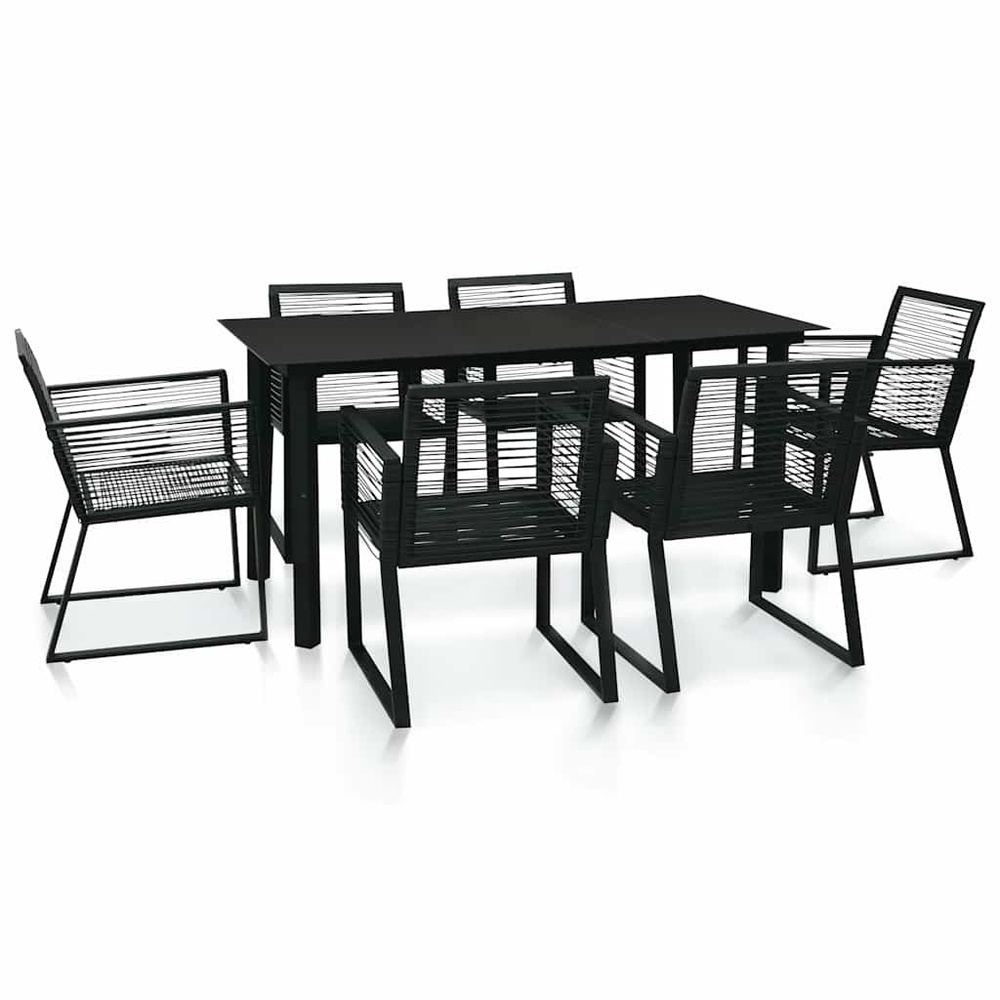 7-cz. zestaw mebli ogrodowych, rattan PVC, czarny