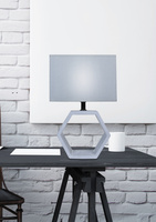Lampka nocna Vidal ceramiczna szara nowoczesna z abażurem