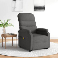 vidaXL Podnoszony fotel masujący, ciemnoszary, tkanina model standard