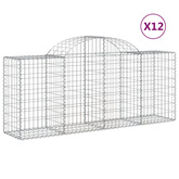 Kosze gabionowe, 12 szt, 200x50x80/100 cm, galwanizowane żelazo