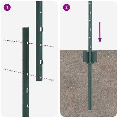Wbudowany słupek ogrodzeniowy 5 szt. zielony 180 cm