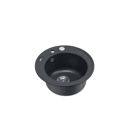 MORGAN 210 GraniteQ zlewozmywak black diamond z syfonem Push To Open stal szlachetna okrągły 1-komorowy b/o + zaczepy 3 szt
