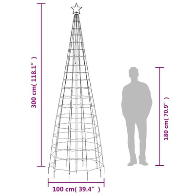 vidaXL Choinka z lampek, z kołkami, 570 kolorowych LED, 300 cm
