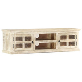 vidaXL Szafka pod TV, biała, 130 x 30 x 36 cm, lite drewno mango