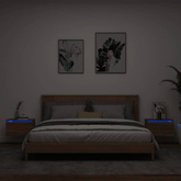 vidaXL Wiszące szafki nocne z LED, 2 szt., brązowy dąb