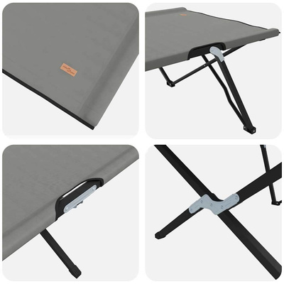 Składane Łóżko Kempingowe Szary 206 x 76 x 74 cm Oxford i stal