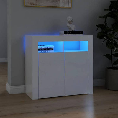 vidaXL Szafka z oświetleniem LED, biała, wysoki połysk, 80x35x75 cm