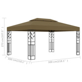 Altana z podwójnym dachem, 3x4 m, taupe, 180 g/m?
