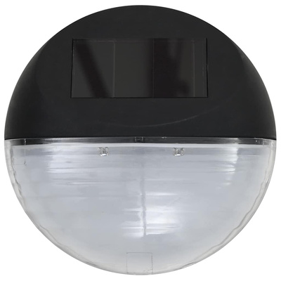 Solarne lampy ścienne LED do ogrodu, 24 szt., okrągłe, czarne