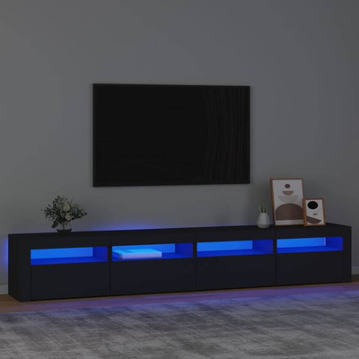 vidaXL Szafka pod TV z oświetleniem LED, czarna, 240x35x40 cm