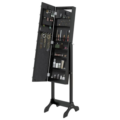 vidaXL Lustro stojące z LED, czarne, 34x37x146 cm