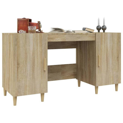 vidaXL Biurko, dąb sonoma, 140x50x75 cm, materiał drewnopochodny wariant 8