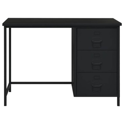 vidaXL Industrialne biurko z szufladami, czarne, 105x52x75 cm, stal