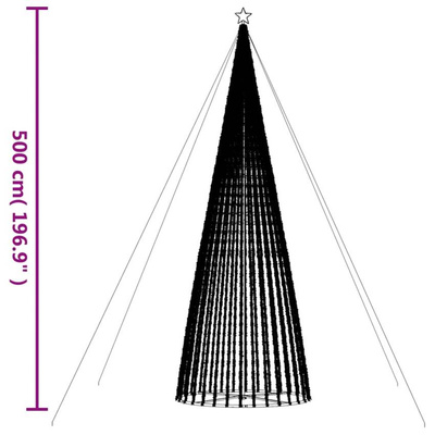 vidaXL Stożkowa choinka z lampek, 1544 zimnych białych LED, 500 cm