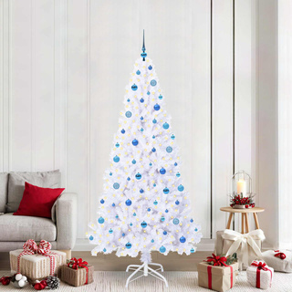 Sztuczna choinka z 300 diodami LED Biały 210 cm PVC i stal