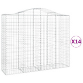 Kosze gabionowe, 14 szt, 200x50x160/180cm, galwanizowane żelazo