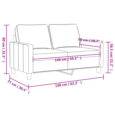 2-osobowa sofa, czarna, 140 cm, sztuczna skóra
