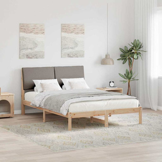 Rama łóżka Brązowy i taupe 150 x 200 cm Lite drewno sosnowe