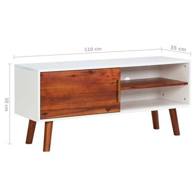 vidaXL Szafka pod TV, 110x35x50 cm, lite drewno akacjowe i MDF