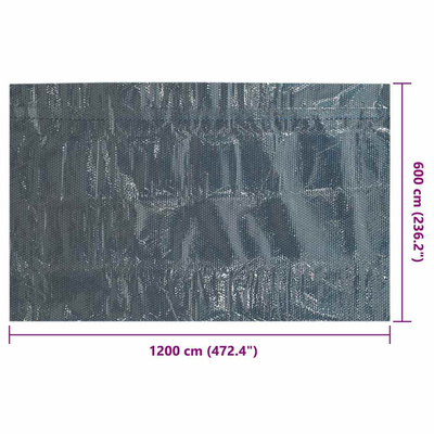 Pływająca folia solarna z PE, 1200x600 cm, czarno-niebieska