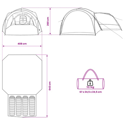 Namiot boczny zielony 410 x 410 x 250 cm Poliester i Stal