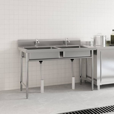 Zlewozmywak kuchenny, dwukomorowy, stal nierdzewna