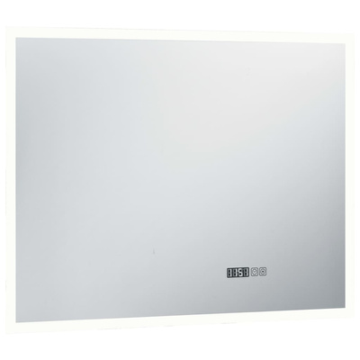 vidaXL Lustro łazienkowe z LED, czujnikiem dotyku i zegarem, 80x60 cm