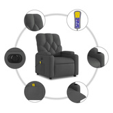 vidaXL Rozkładany fotel masujący, elektryczny, ciemnoszary, tkanina