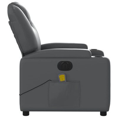 vidaXL Rozkładany fotel masujący, elektryczny, szary, sztuczna skóra model standard