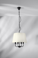 Pasteri lampa wisząca czarny matowy 4x40w e14 abażur beżowy 31-01368