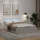 vidaXL Rama łóżka z podnośnikiem i LED, biała, ekoskóra, 120 x 200 cm
