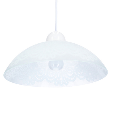 Lampa wisząca Bilbao szklana pojedyncza biała do jadalni z kloszem E27