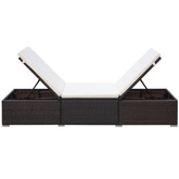 vidaXL Leżaki ze stolikiem, 2 szt., polirattan, brązowe