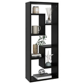 Półka ścienna, czarna, 36x16x90 cm, materiał drewnopochodny