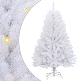 Sztuczna choinka z 150 diodami LED Biały 150 cm PVC i Metal