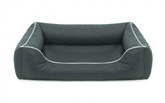 Legowisko dla psa Sofa Valencia Standard w kolorze ciemnoszarym z białym wykończeniem Rozmiar: S - 65 x 50 cm
