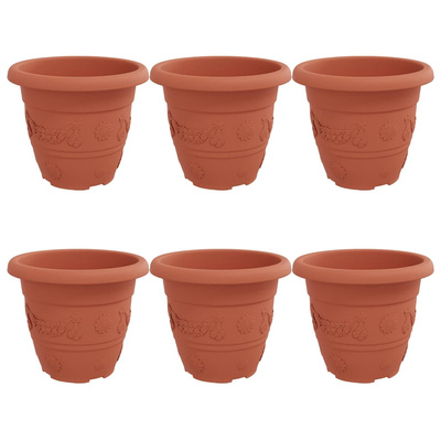 Okrągła doniczka na kwiaty 6 pcs Czerwony ceglasty